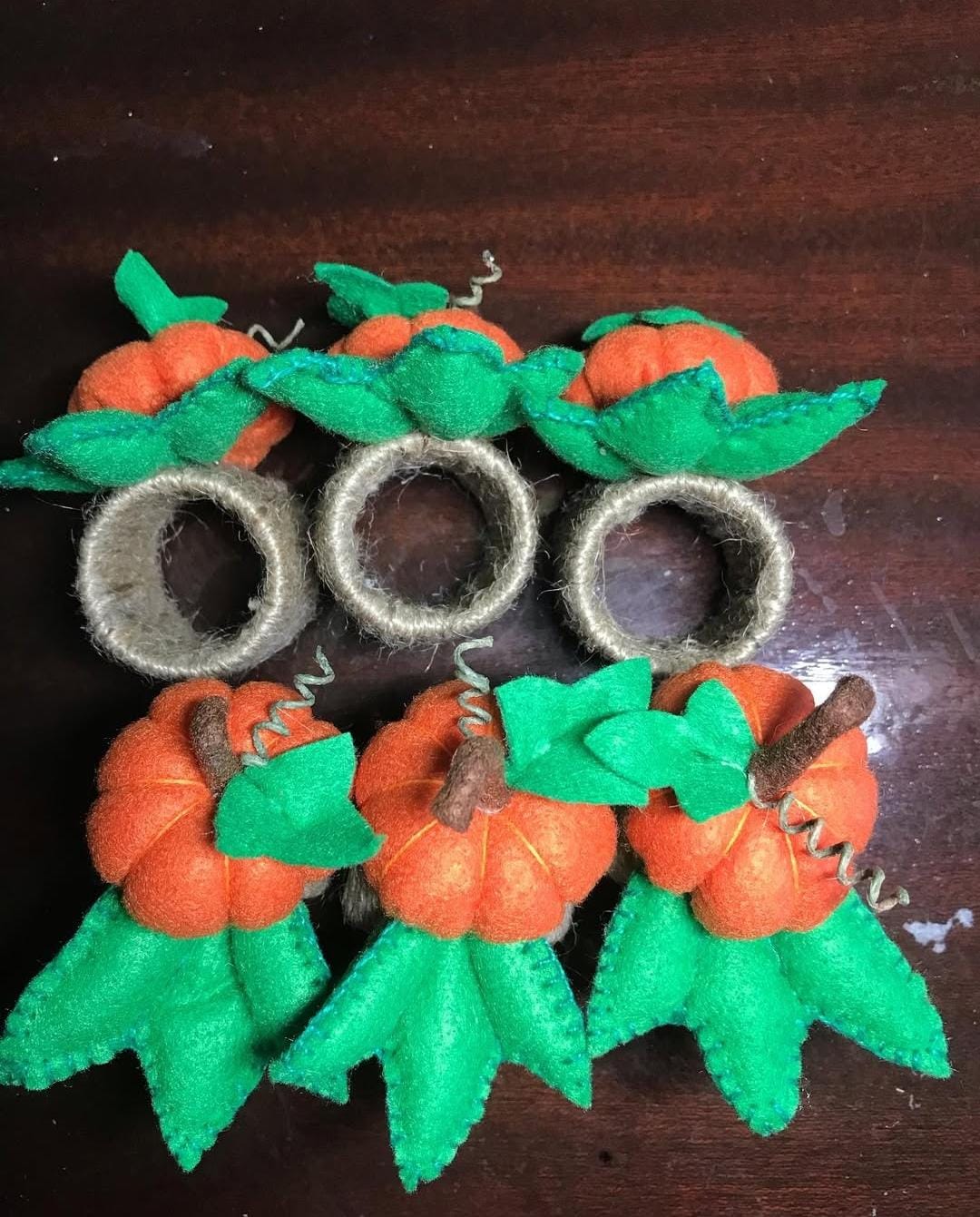 Halloween Abobora Feltro Porta Guardanapo Laranja Verde Unico - Halloween