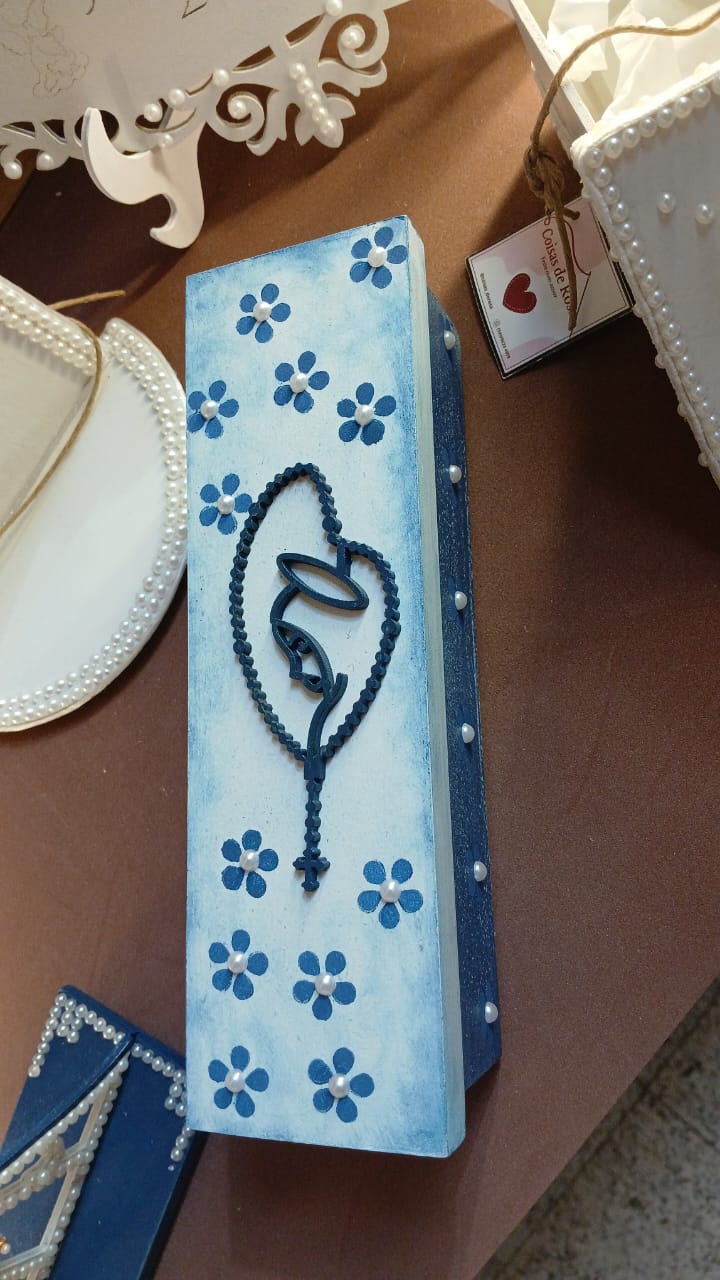 Mdf Caixa Mdf Decorada Azul Azul Unico - Produtos MDF