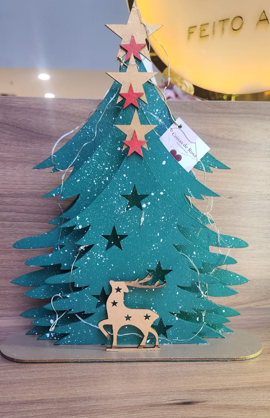 Natal Arvore Natal Mdf Estrelas Verde Unico - Natal