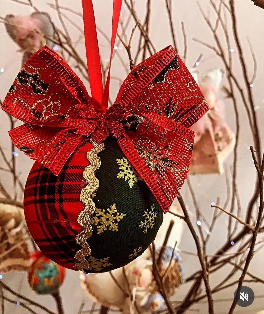 Natal Bola Natal Tecido Xadrez Vermelho Verde Unico - Natal