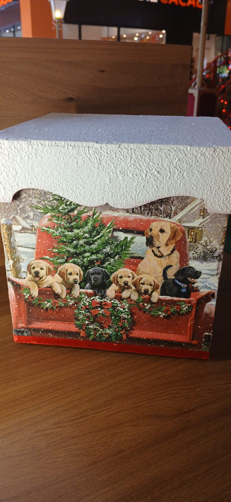 Natal Caixa Decorativa Natalina Branco Vermelho Unico - Natal