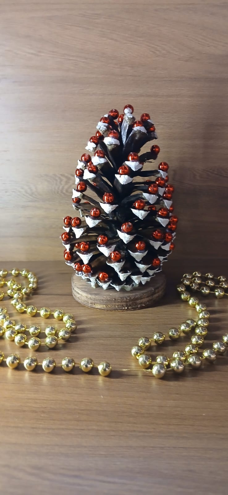 Natal Pinha Decorada Natalina Marrom Vermelho Unico - Natal