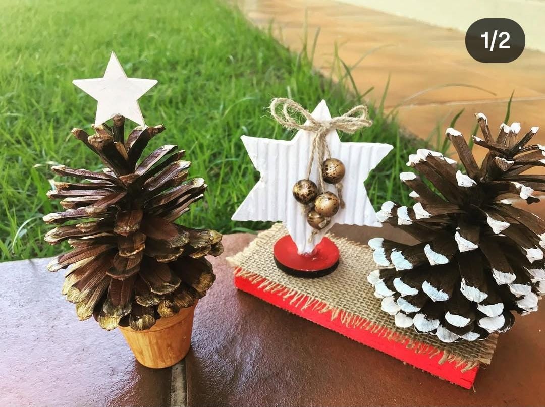 Natal Pinhas Natalinas Estrela Marrom Unico - Natal