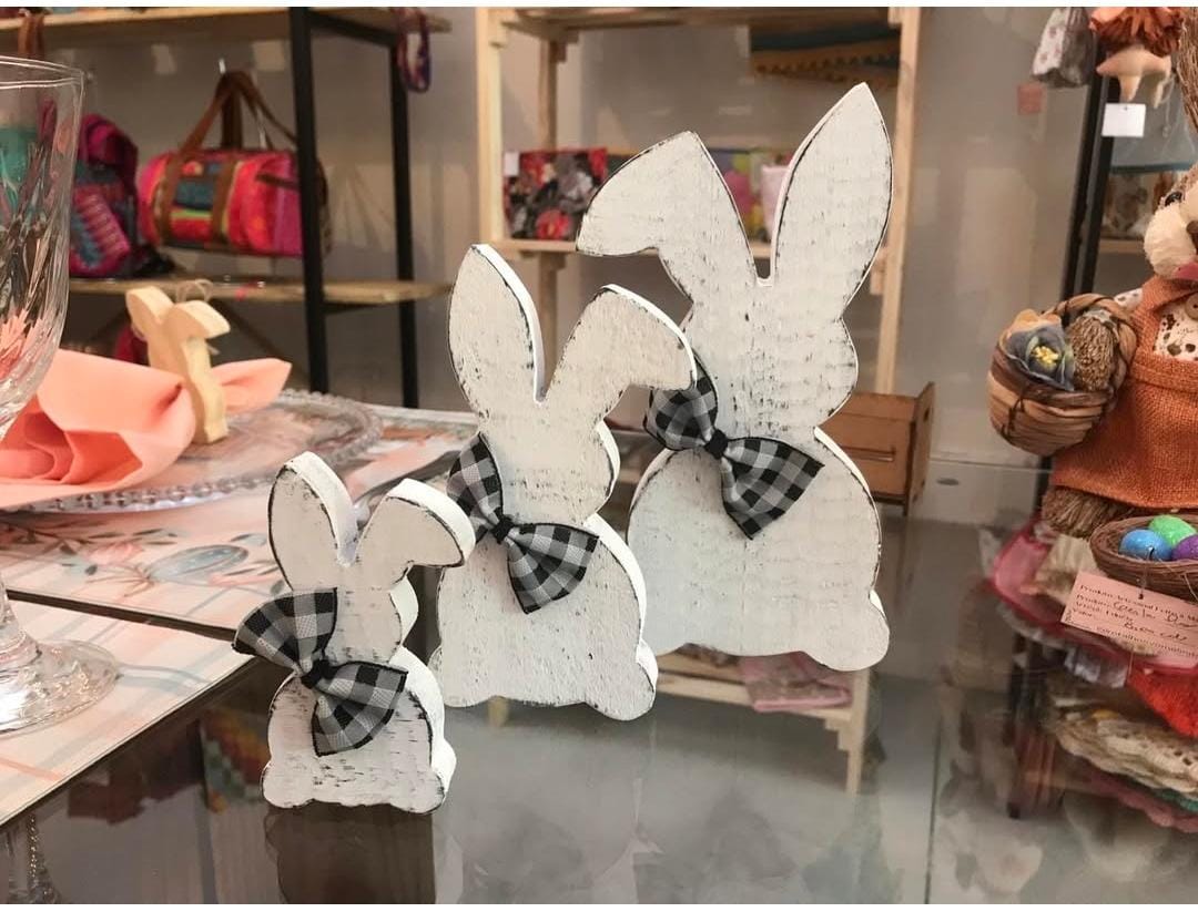 Pascoa Coelhos Mdf Decorativos Branco Unico - Páscoa