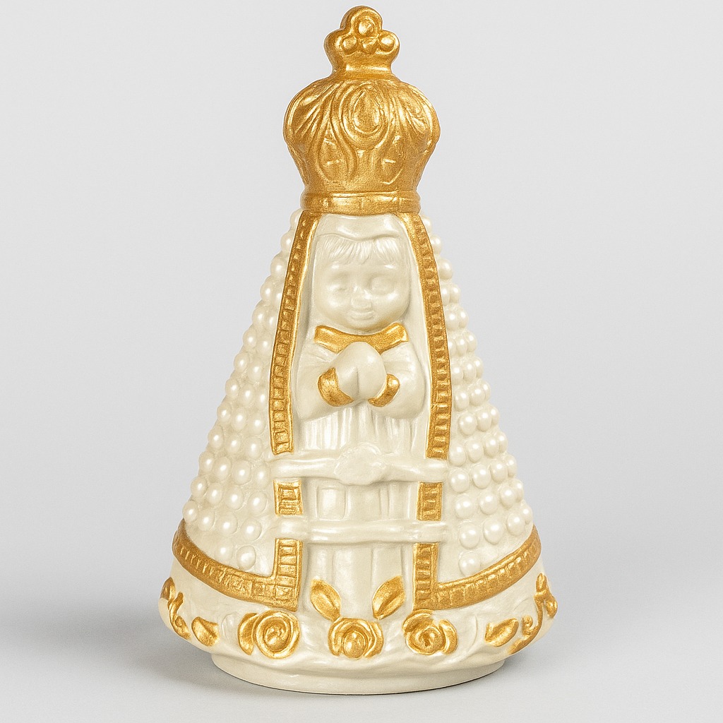 Santos Gesso Anjo Gesso Branco Dourado Unico - Santos de Gesso