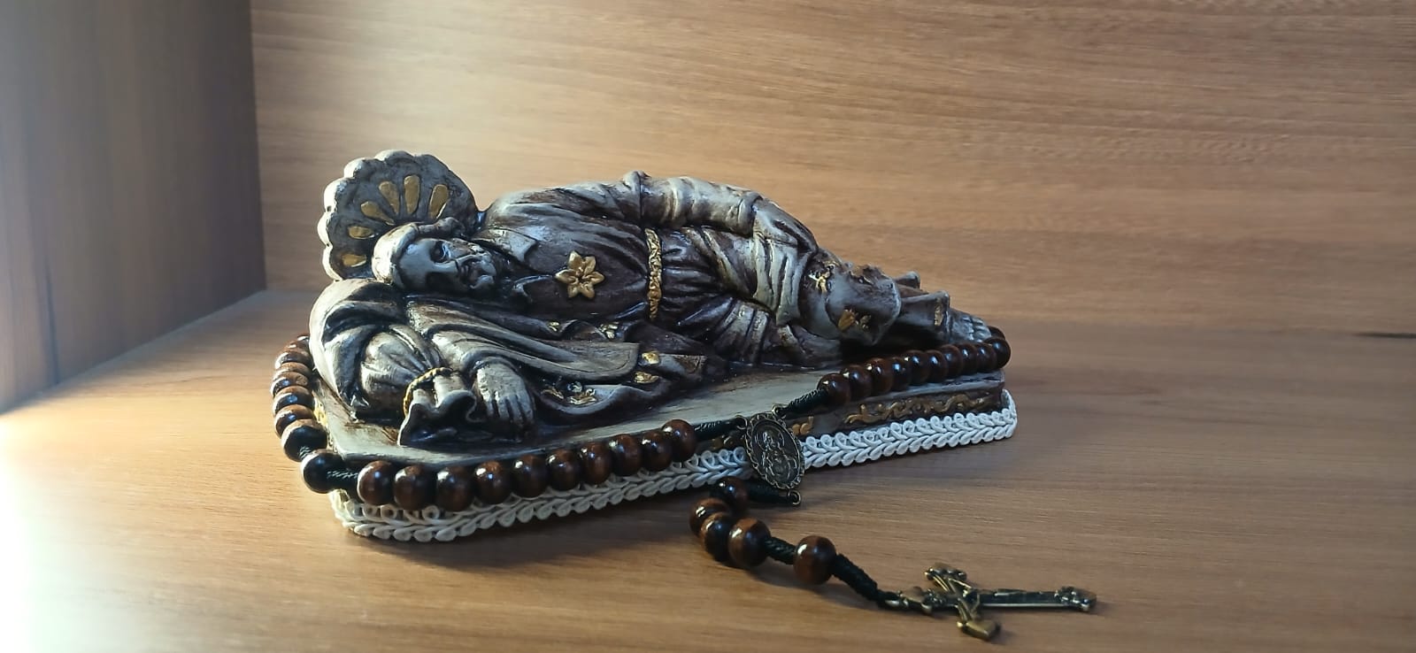 Santos Gesso Anjo Gesso Branco Dourado Unico - Santos de Gesso