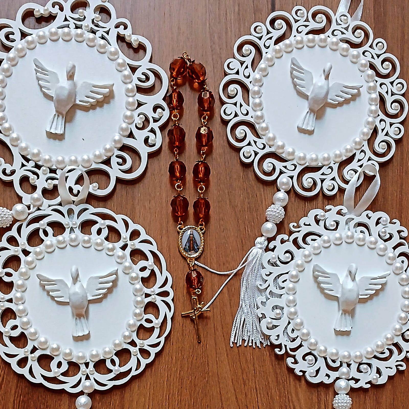 Santos Gesso Medalha Religiosa Mdf Branco Unico - Santos de Gesso