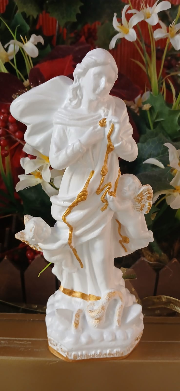 Santos Gesso Nossa Senhora Aparecida Azul Azul Dourado Unico - Santos de Gesso