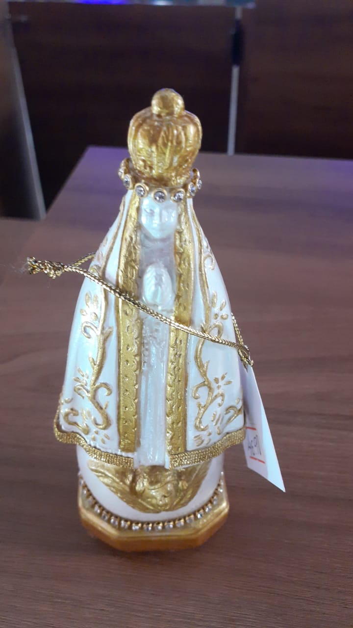 Santos Gesso Nossa Senhora Branca Dourada Branco Dourado Unico - Santos de Gesso