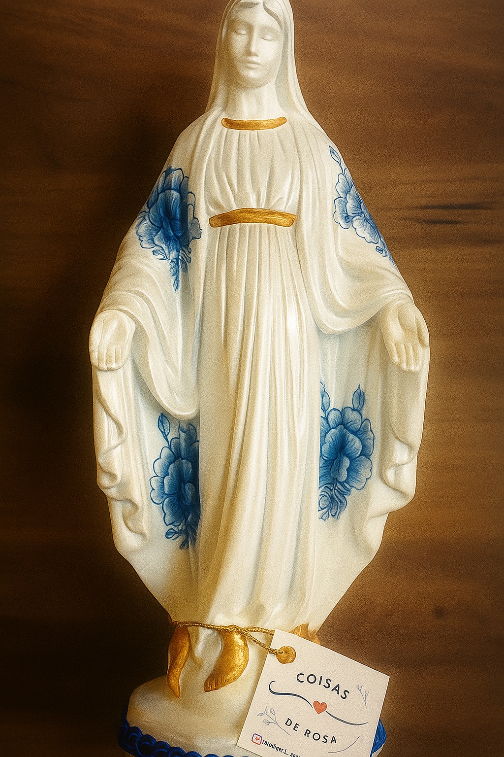 Santos Gesso Nossa Senhora Flores Branco Unico - Santos de Gesso