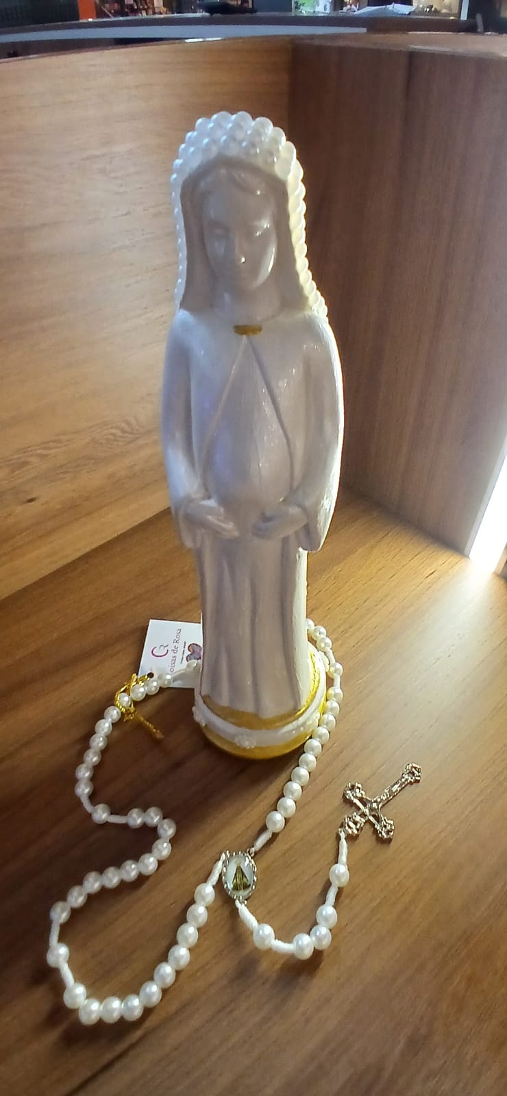 Santos Gesso Nossa Senhora Gesso Terco Branco Unico - Santos de Gesso