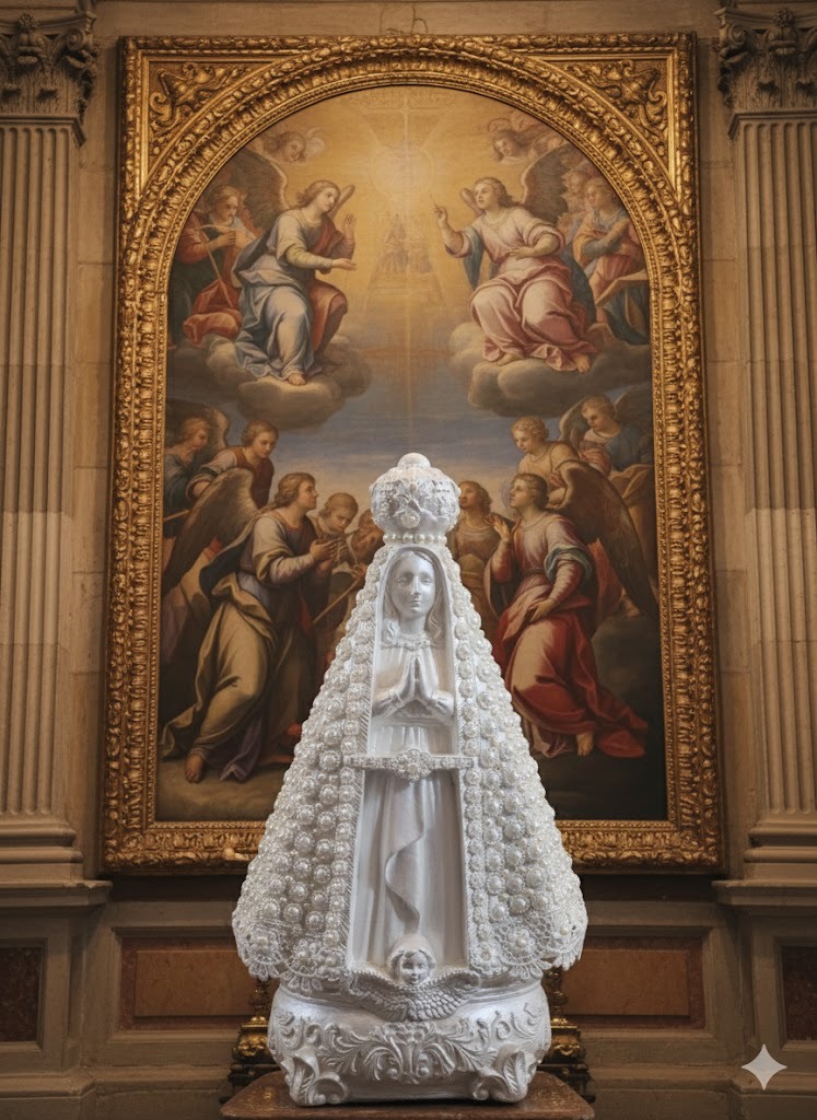 Santos Gesso Nossa Senhora Perolas Igreja Branco Unico - Santos de Gesso