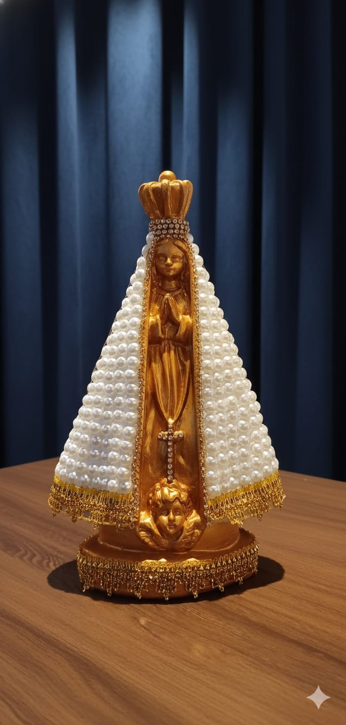 Santos Gesso Pomba Divino Espirito Santo Branco Dourado Unico - Santos de Gesso