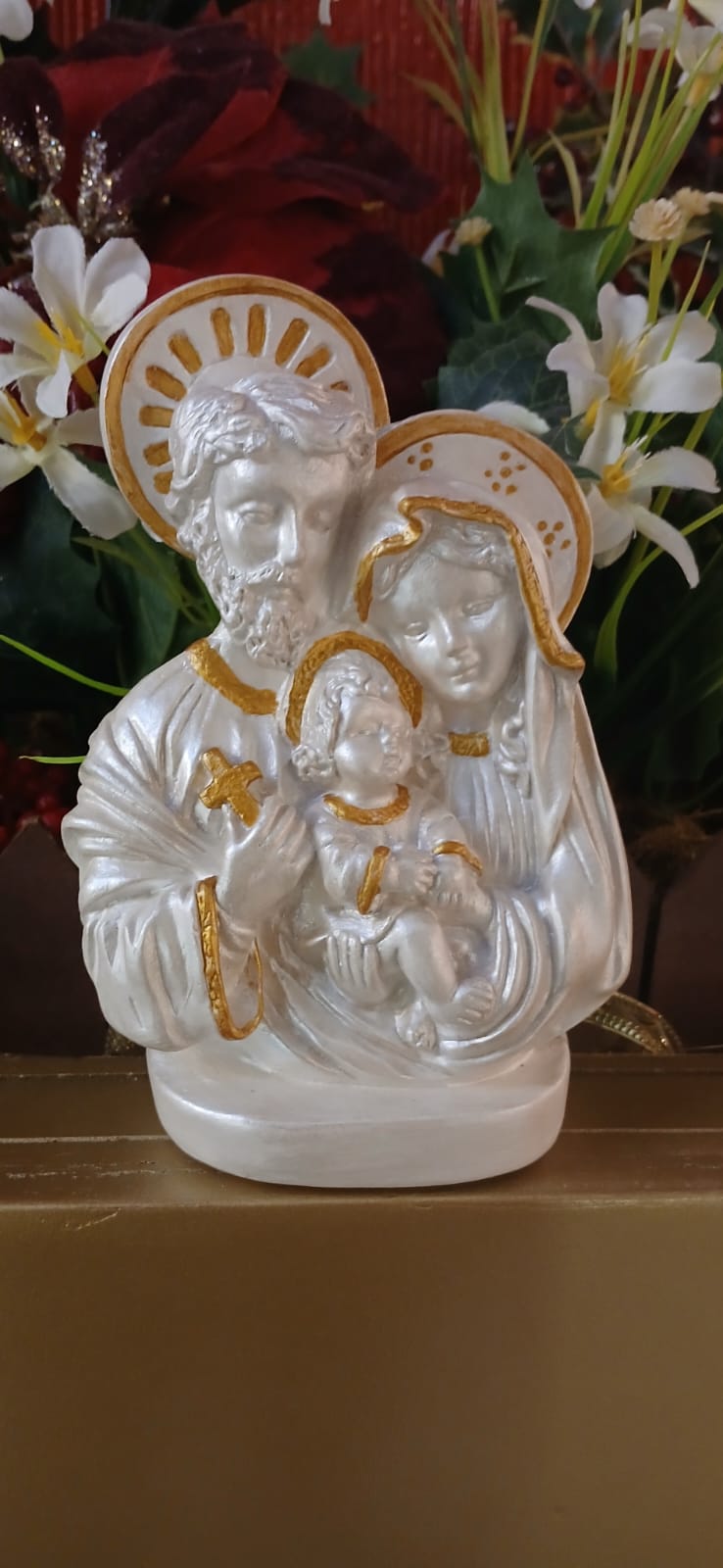 Santos Gesso Pomba Divino Perolas Branco Unico - Santos de Gesso