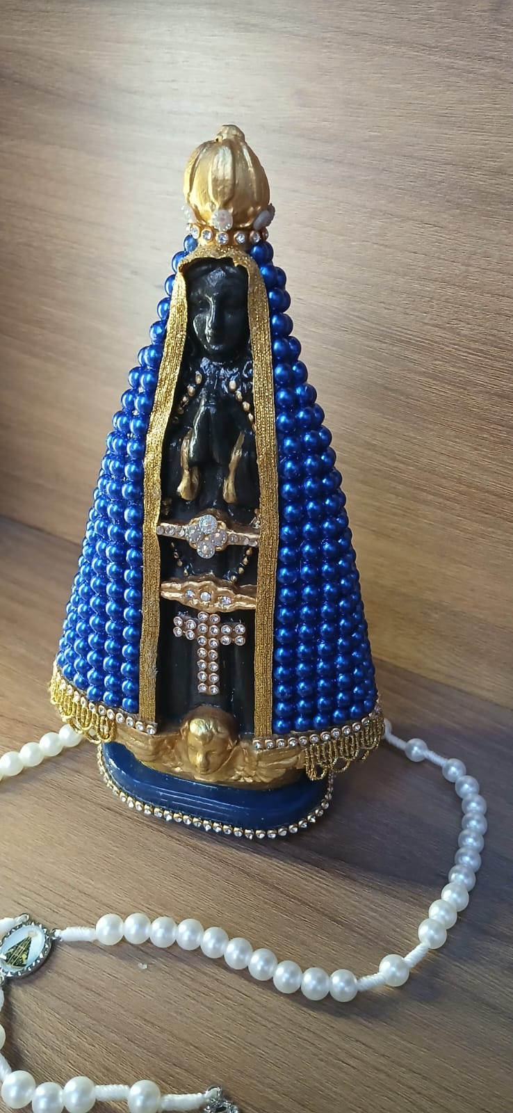 Santos Gesso Sagrada Familia Gesso Branco Dourado Unico - Santos de Gesso