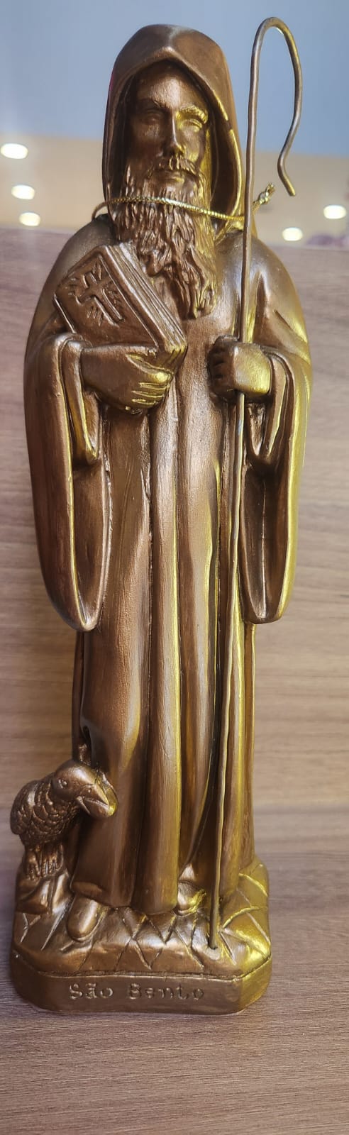 Santos Gesso Sao Bento Gesso Dourado Unico - Santos de Gesso